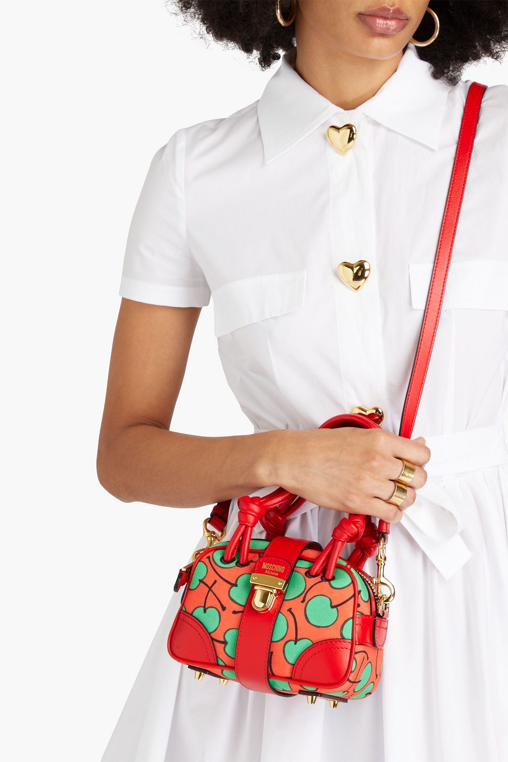 MOSCHINO Leather-trimmed printed canvas tote