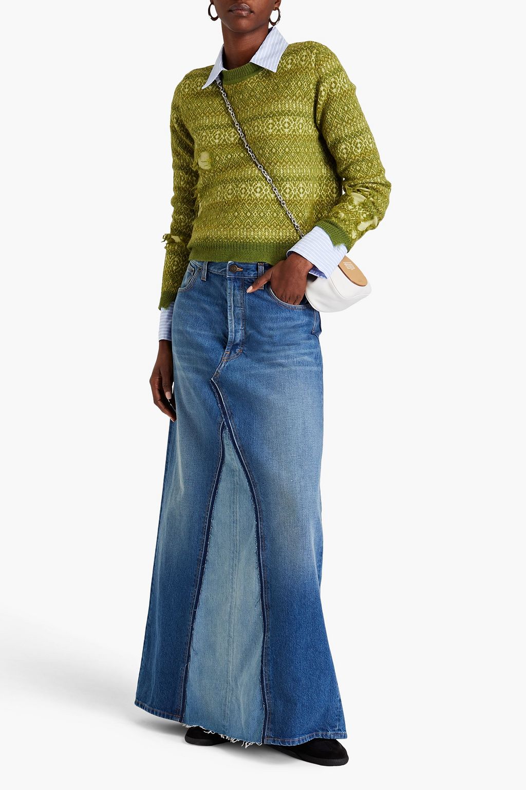 MAISON MARGIELA Faded denim maxi skirt