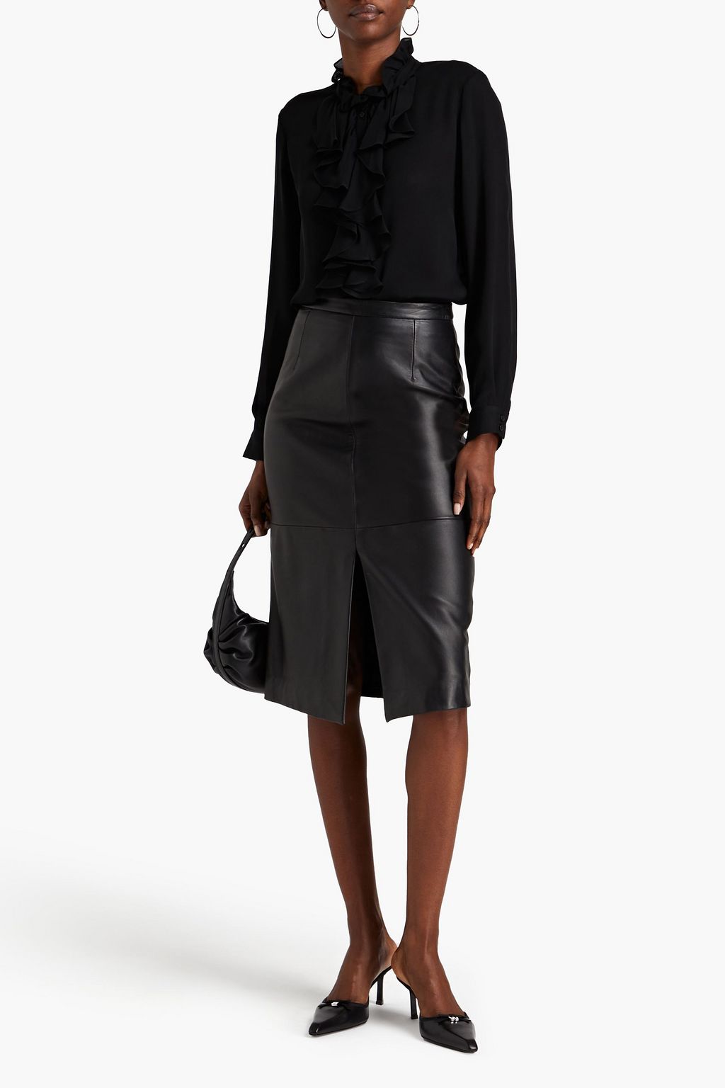 NILI LOTAN Ruffled silk-chiffon shirt