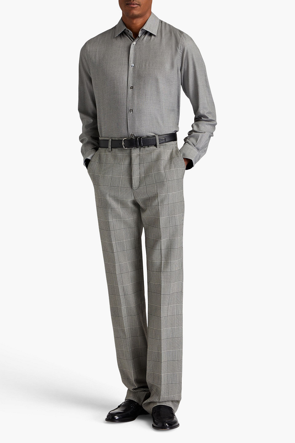 PAUL SMITH HOUNDSTOOTH COTTON AND LYOCELL-BLEND SHIRT