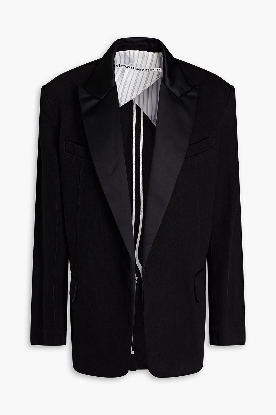 Alexander Wang Satin-paneled Denim Blazer In Black