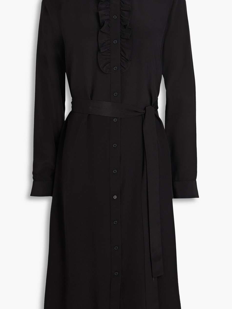 belted silk crepe de chine shirt dress