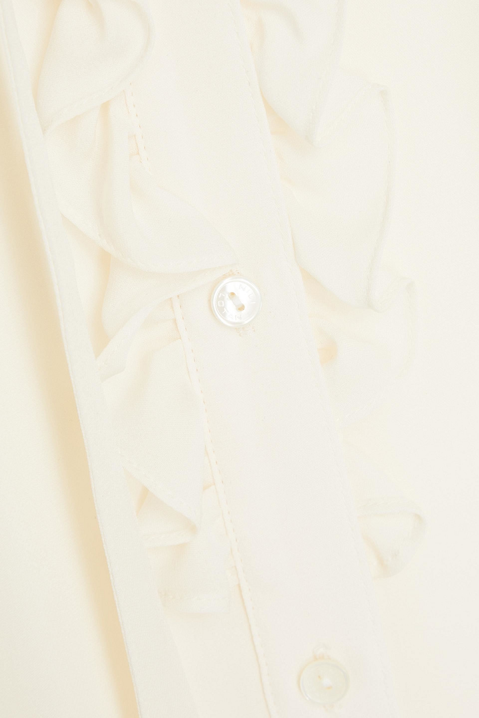 Shop Nili Lotan Pussy-bow Ruffle-trimmed Silk-chiffon Shirt In Ivory