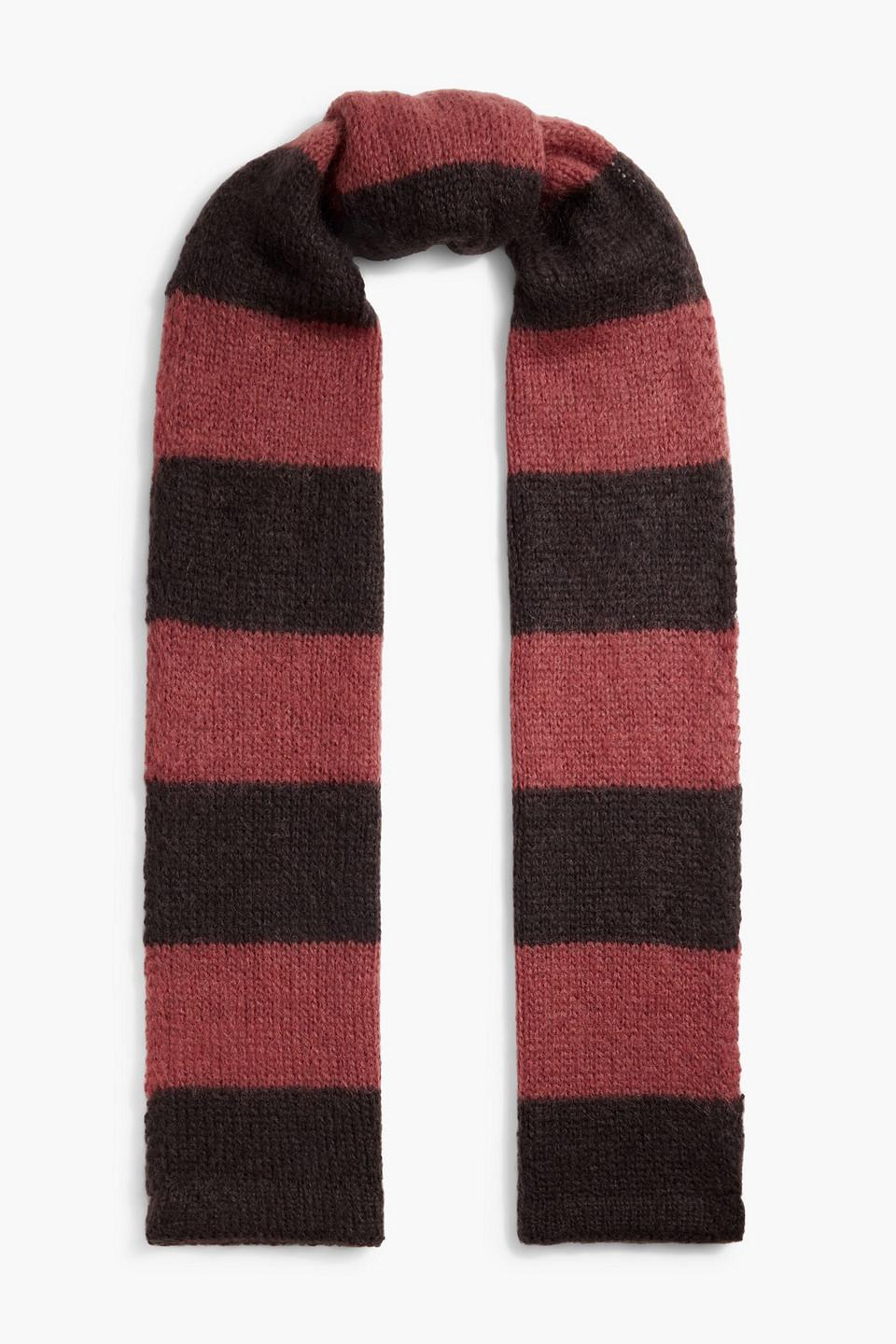 Iris & Ink Davina Striped Mohair-blend Scarf In Brick