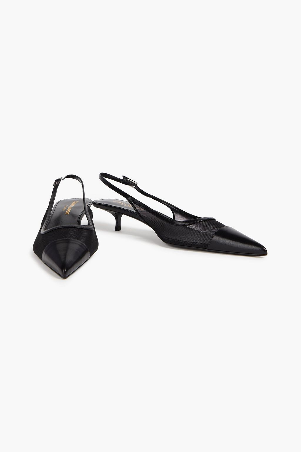 SAINT LAURENT 리무진 메쉬 & 가죽 슬링백 펌프스