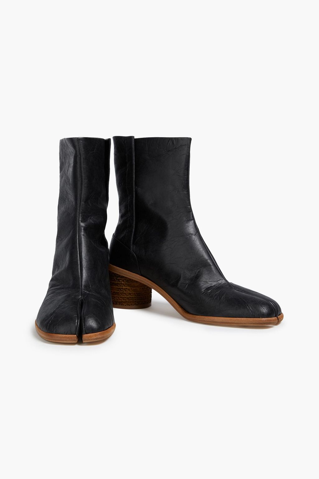 MAISON MARGIELA Tabi split-toe crinkled faux leather boots | THE OUTNET