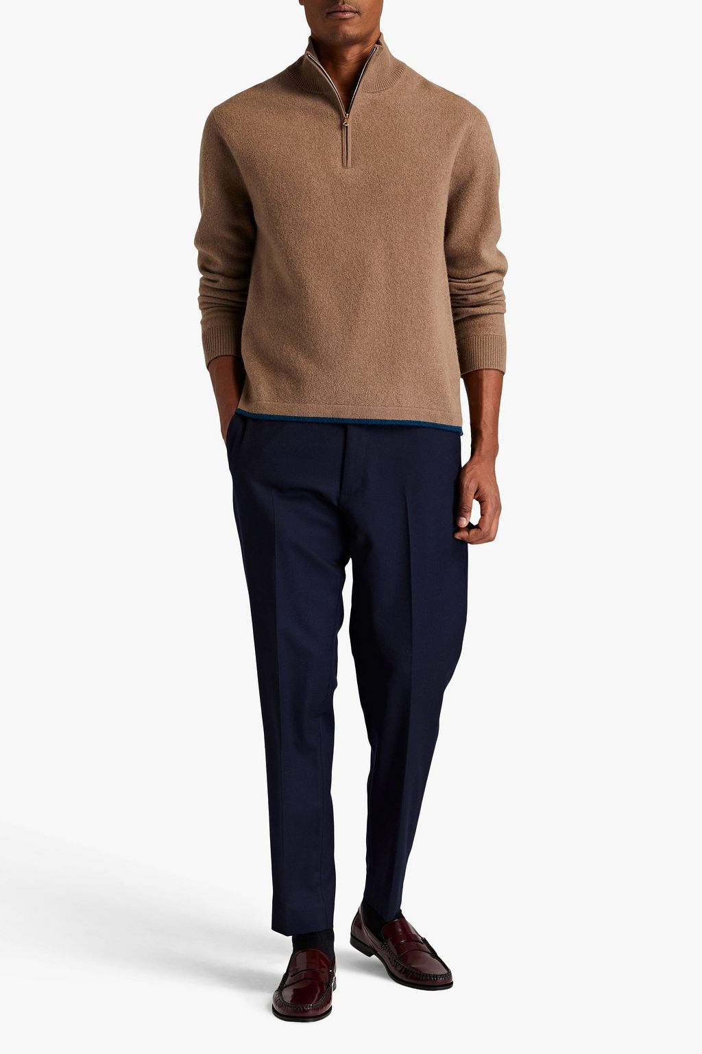 PAUL SMITH Merino wool and yak-blend half-zip sweater
