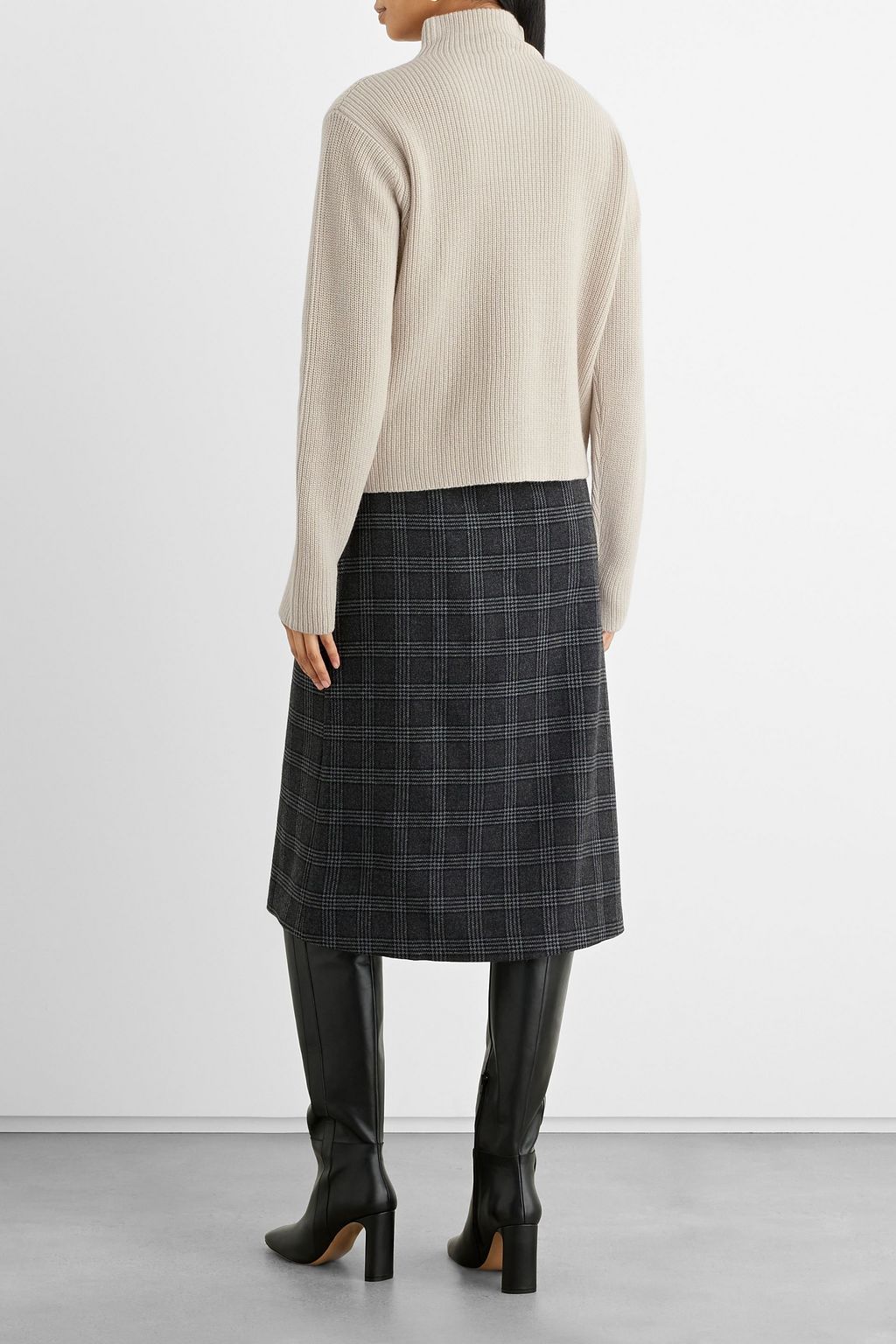 IRIS & INK Olive ribbed merino wool turtleneck sweater