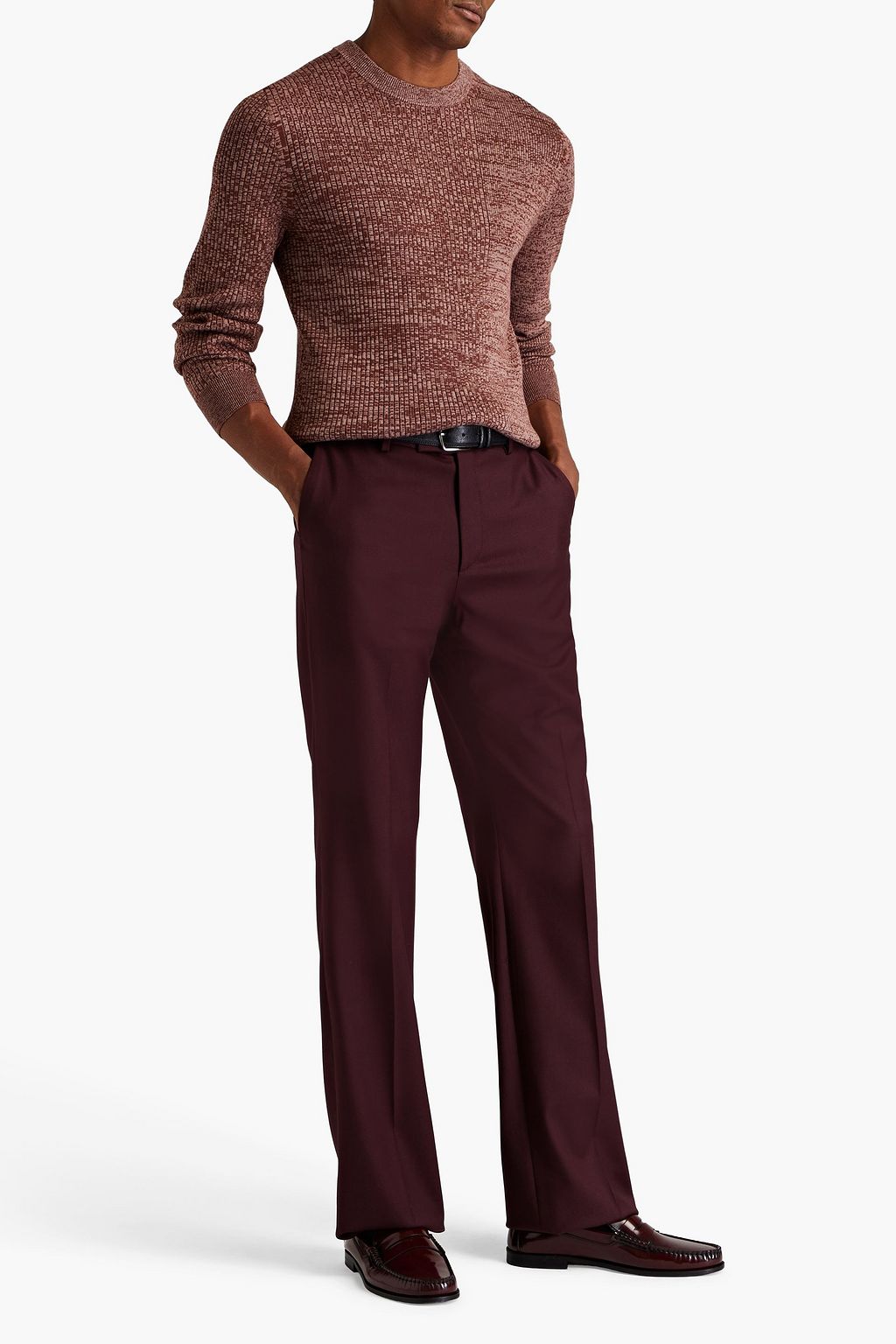 PAUL SMITH كنزة رياضية مصنوعة من مزيج صوف الميرينو والقطن بتصميم مضلّع بنمط ميلانج