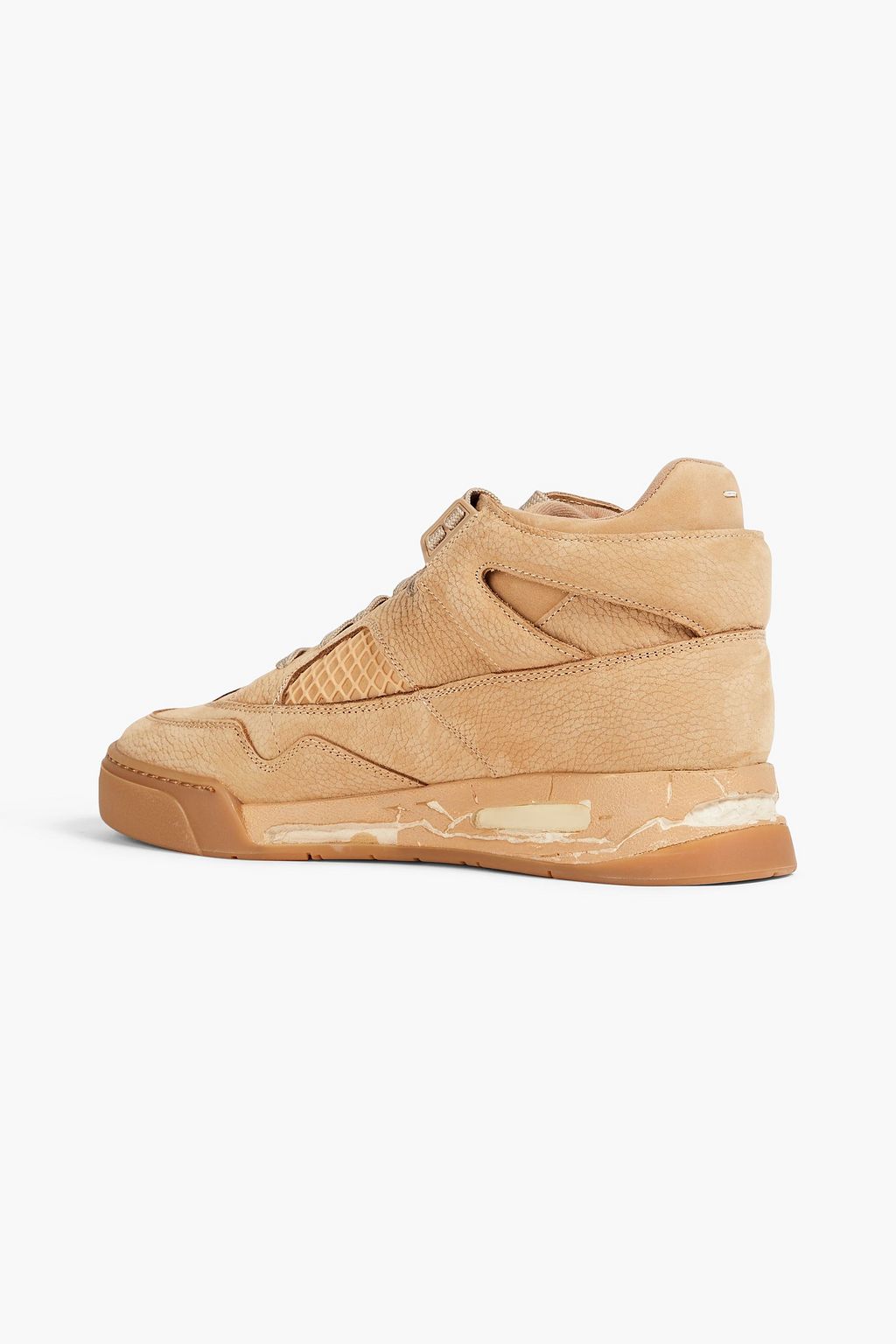 MAISON MARGIELA DDSTCK distressed nubuck and pebbled-leather sneakers