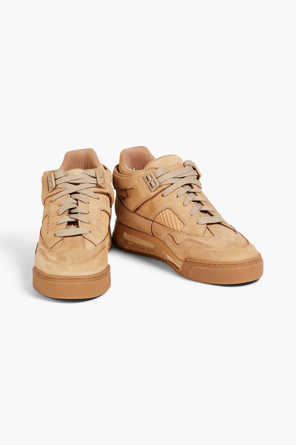 MAISON MARGIELA DDSTCK distressed nubuck and pebbled-leather sneakers