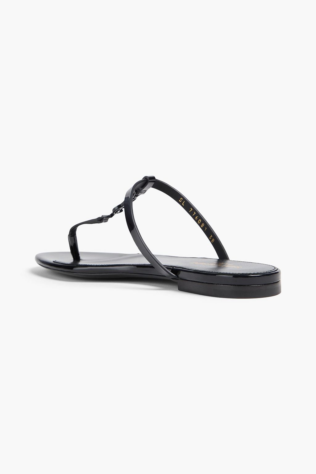 SAINT LAURENT صندل من الجلد اللامع مزيّن بزخارف