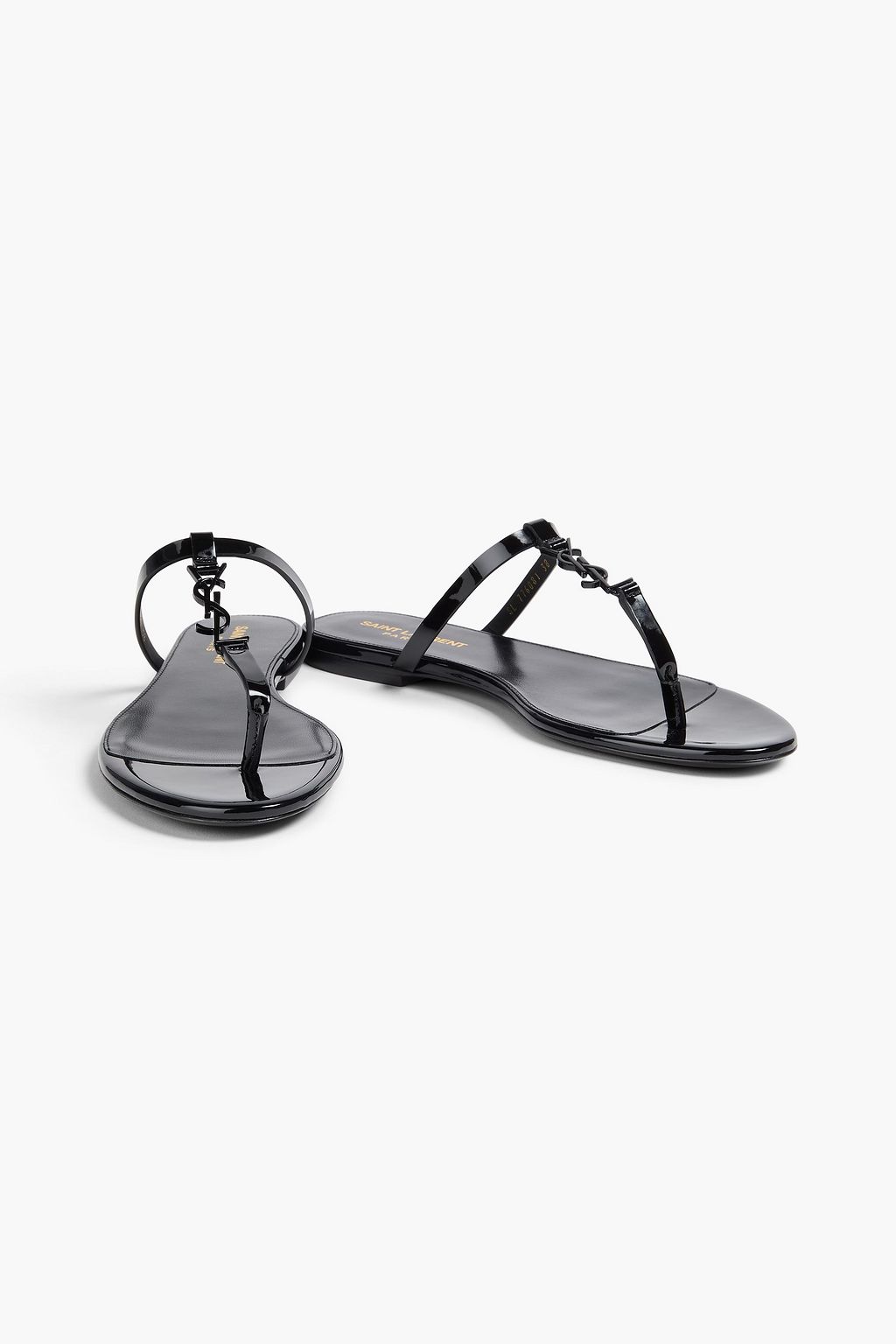 SAINT LAURENT صندل من الجلد اللامع مزيّن بزخارف