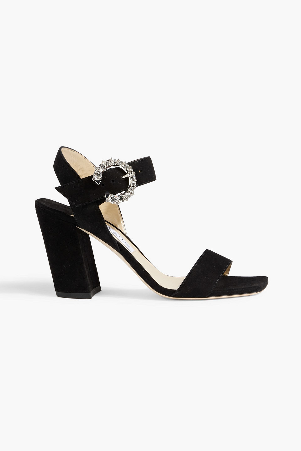 Jimmy Choo Maysa 85 Crystal-embellished Suede Sandals In Black