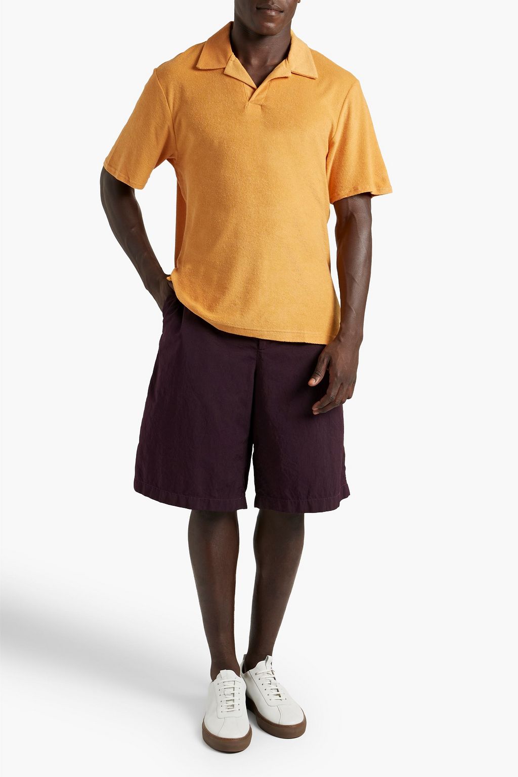 FRESCOBOL CARIOCA Faustino cotton, Lyocell and linen-blend terry polo shirt