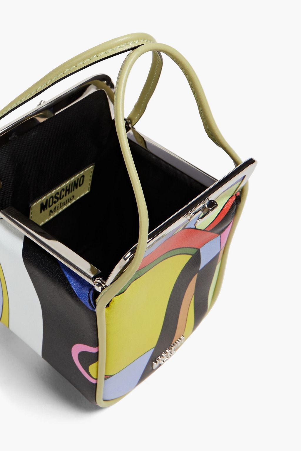 MOSCHINO 프린트 인조 가죽 토트 백