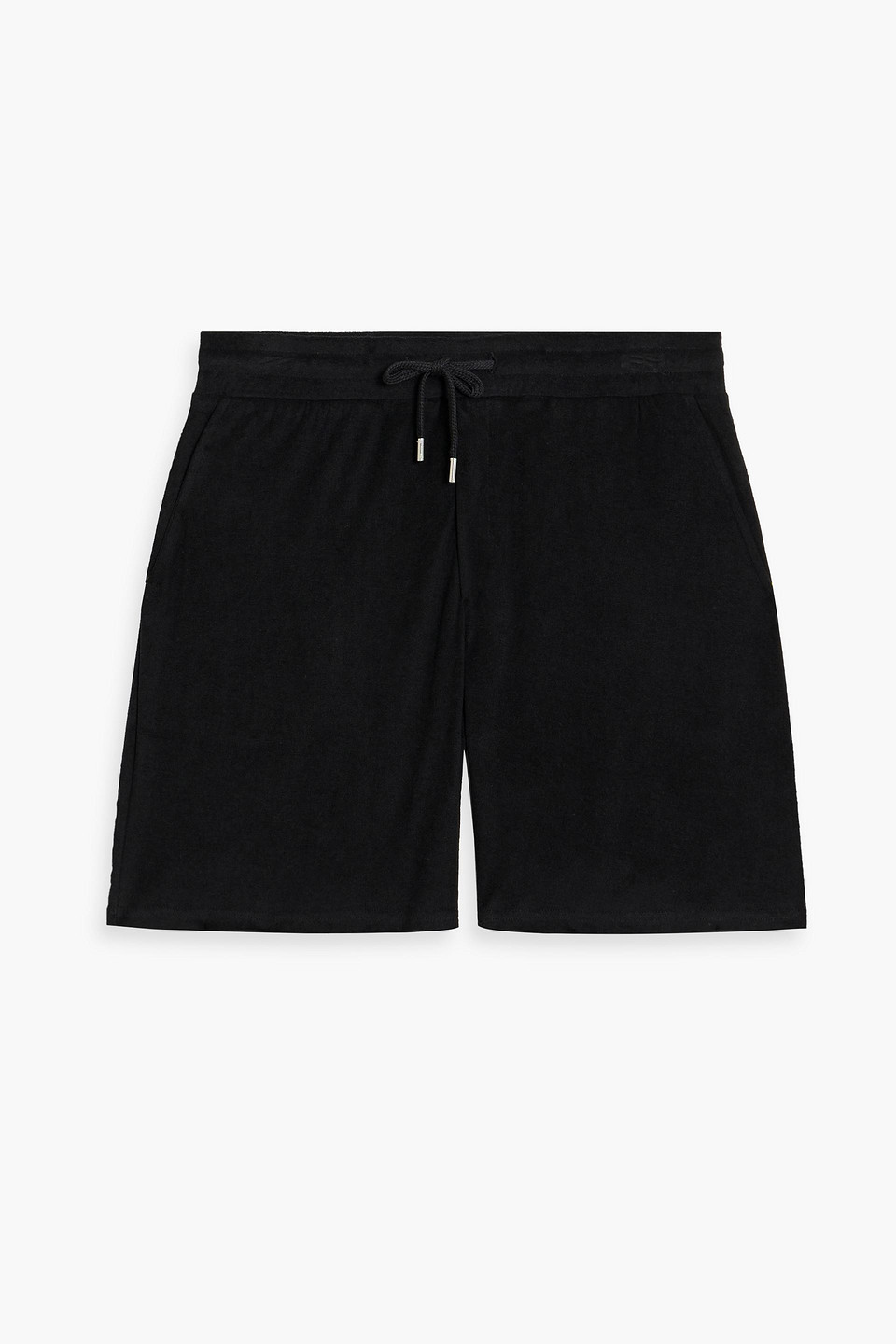 Frescobol Carioca Augusto Wide-leg Cotton, Lyocell And Linen-blend Terry Drawstring Shorts In Black