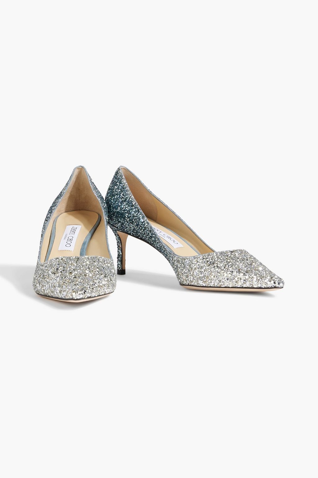 JIMMY CHOO Romy 60 dégradé glittered woven pumps THE