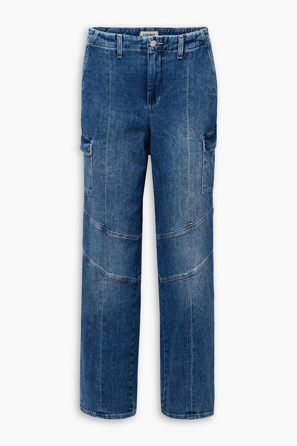 L'agence Brooklyn High-rise Straight-leg Cargo Jeans In Blue