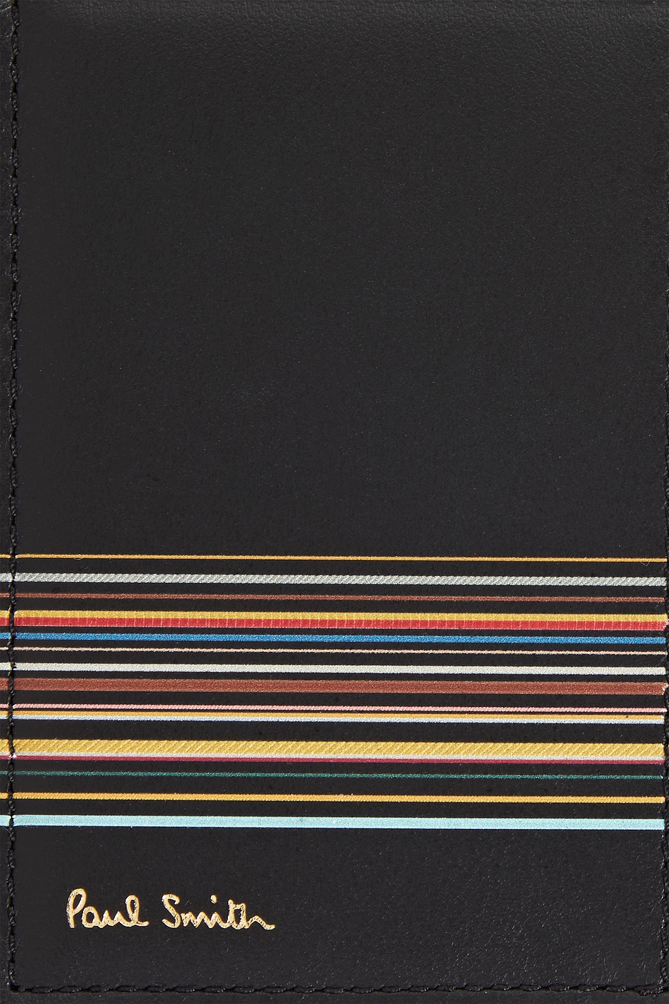 Shop Paul Smith Striped Leather Cardholder In Black