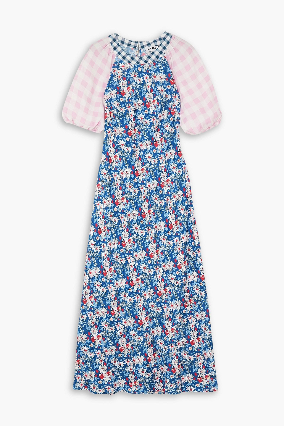 Rixo London Medora Printed Crepe Midi Dress In Blue