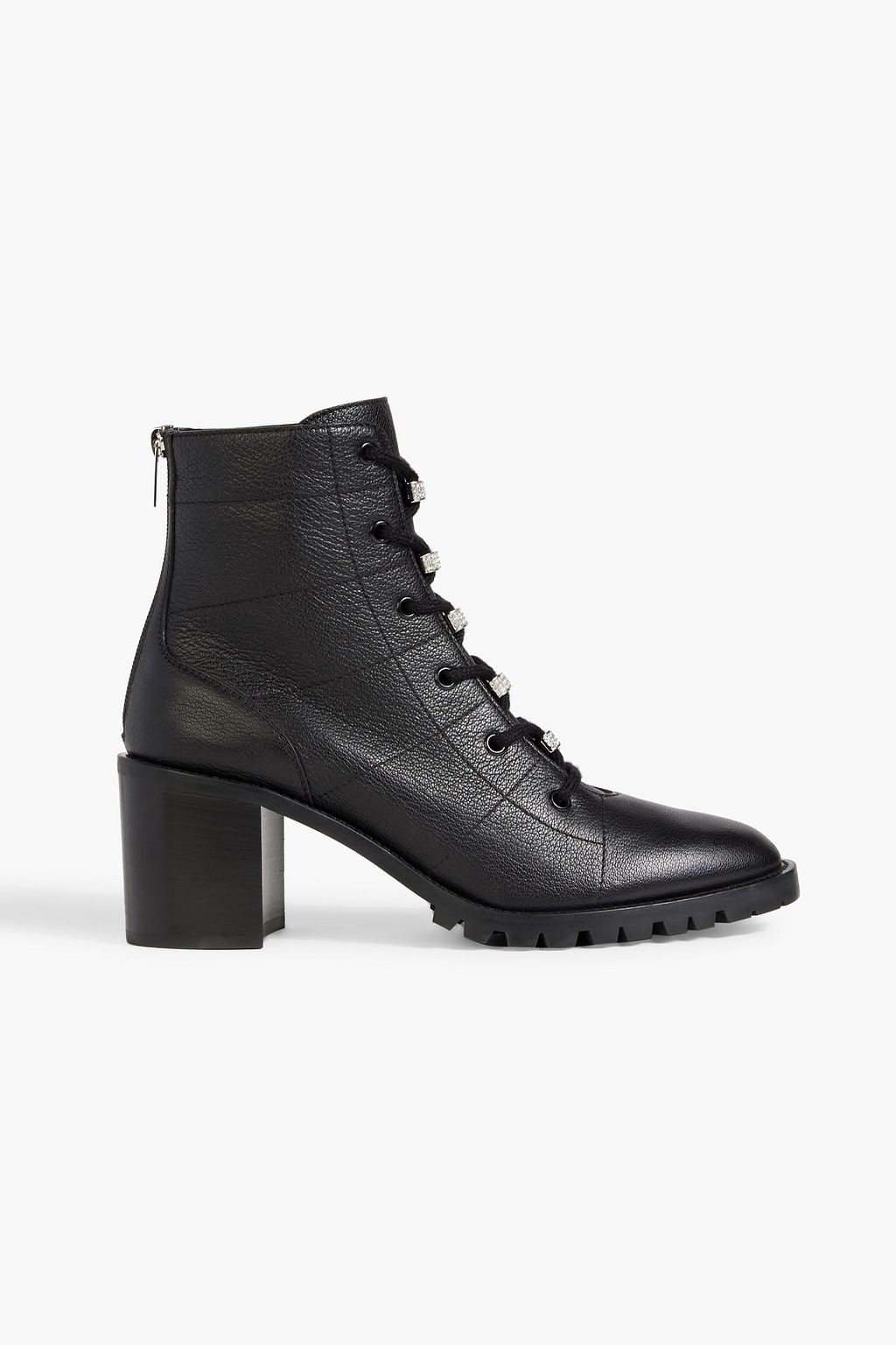 Bren 65 crystal-embellished pebbled-leather combat boots