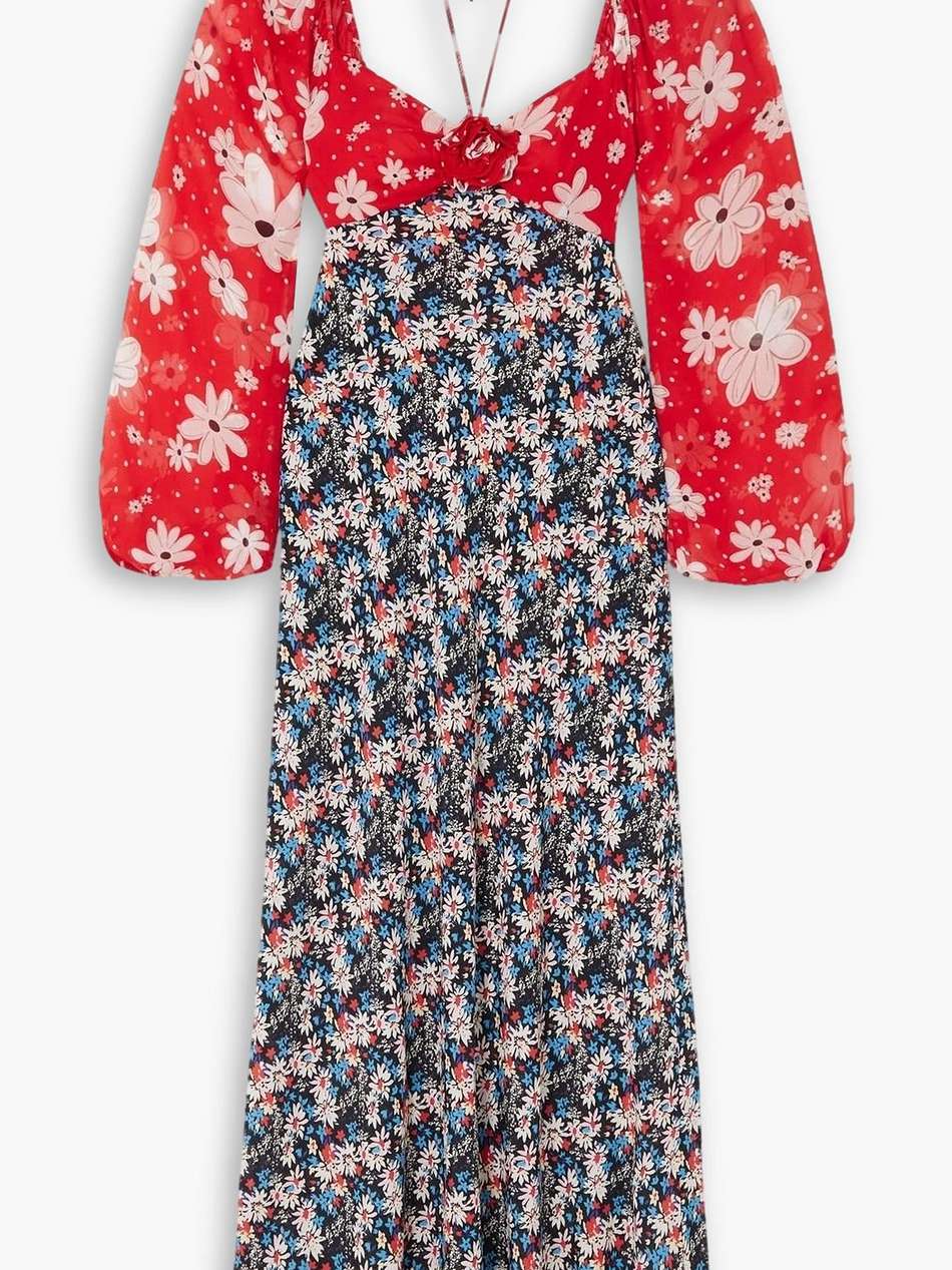 jeanie floral-print crepe halterneck midi dress