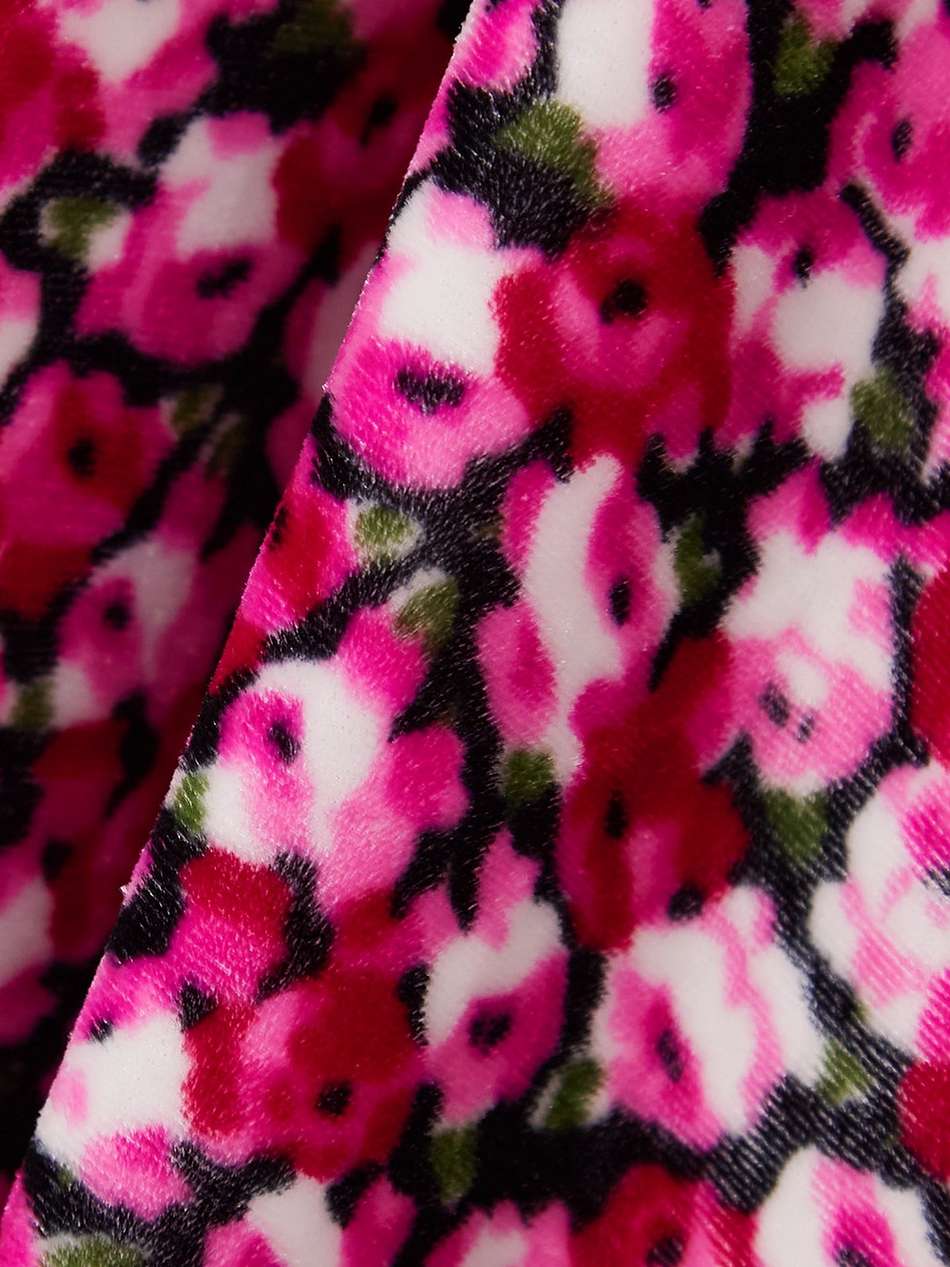 karen embellished floral-print velvet midi dress