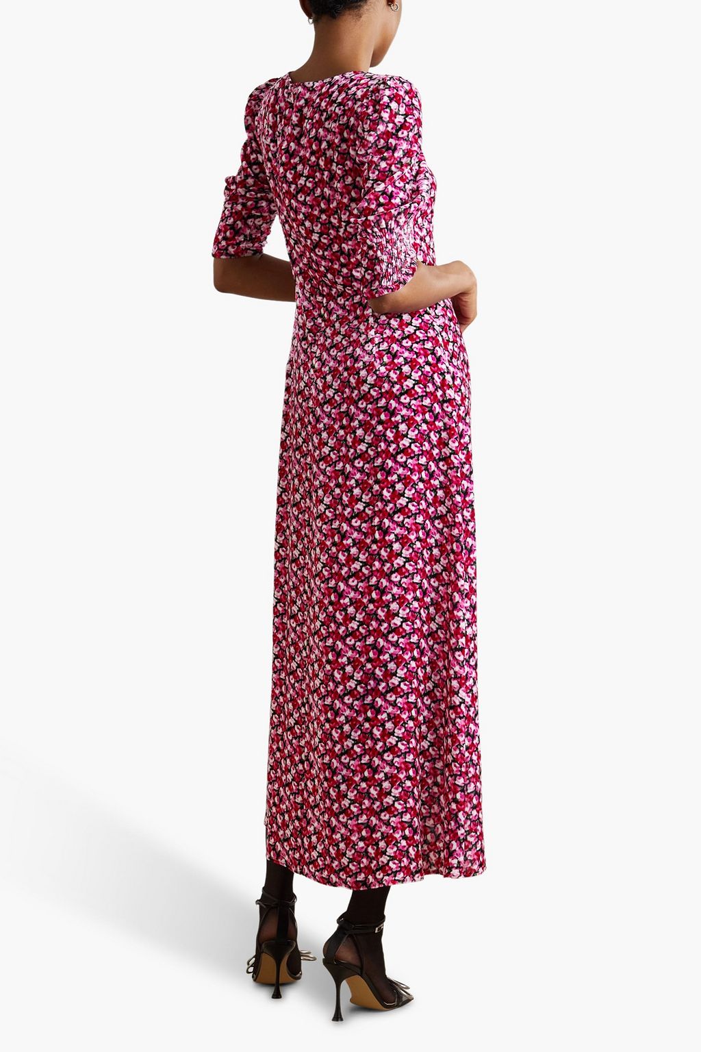 RIXO Karen embellished floral-print velvet midi dress