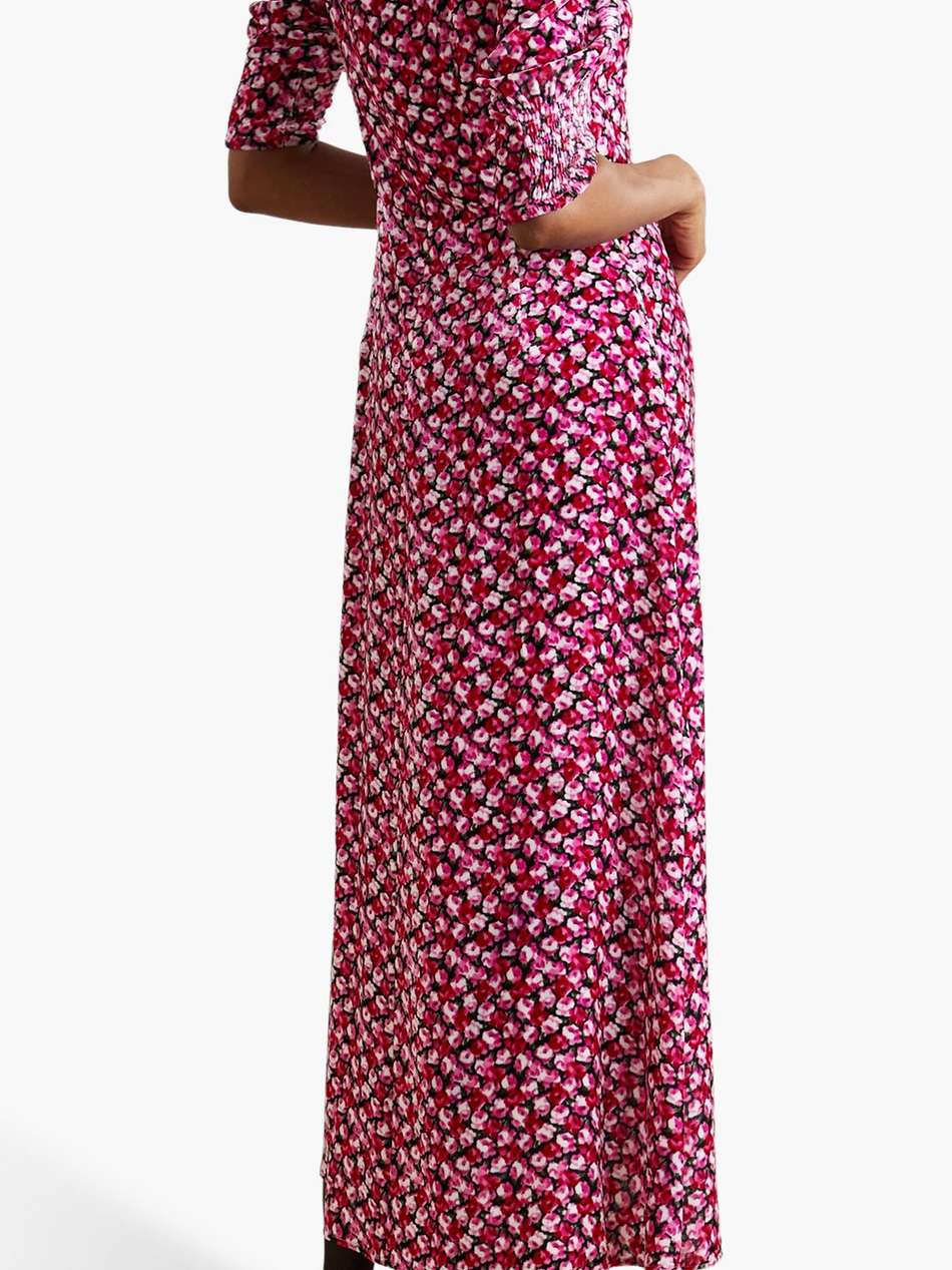 karen embellished floral-print velvet midi dress