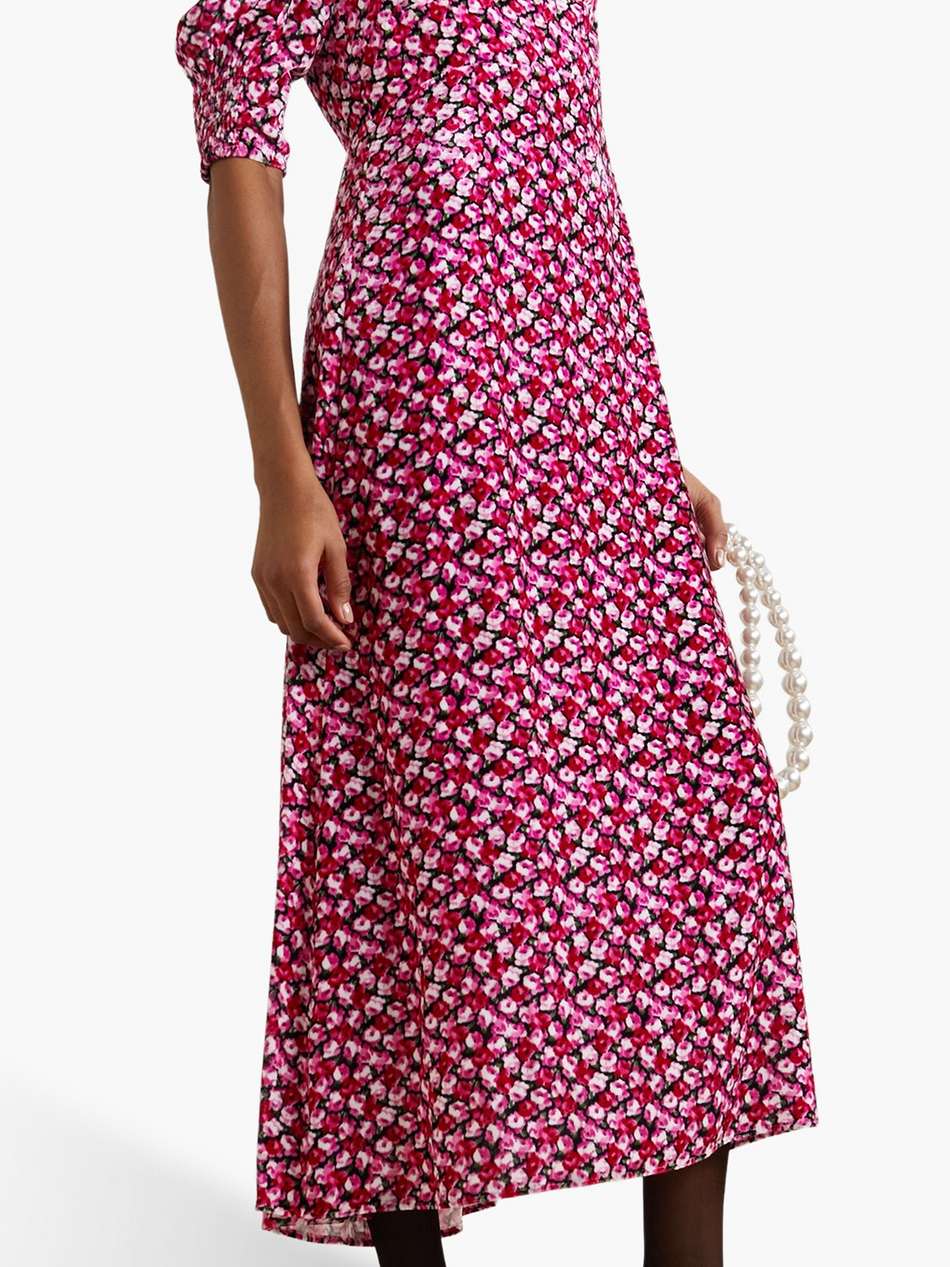 karen embellished floral-print velvet midi dress