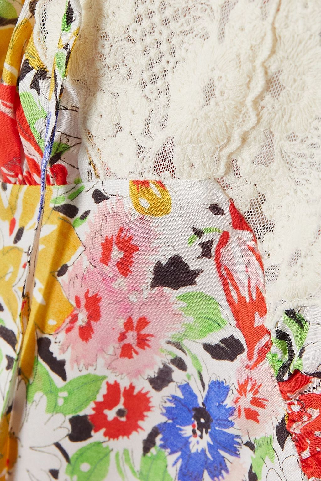 RIXO Abrielle lace-trimmed floral-print crepe mini dress
