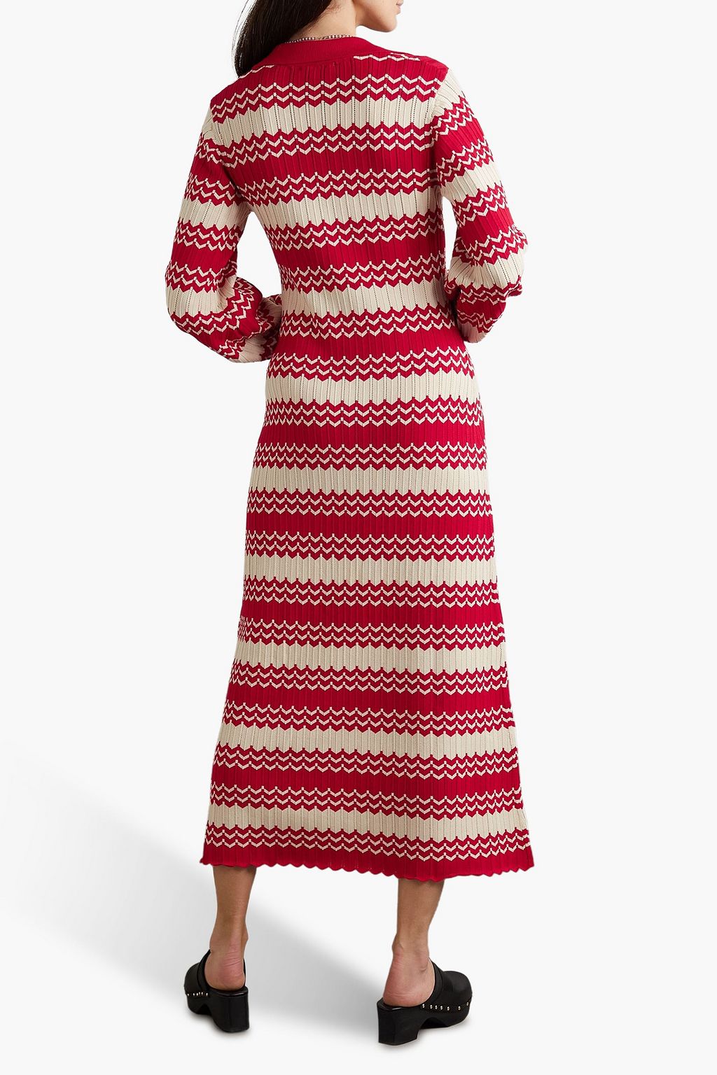 RIXO Piper scalloped pointelle-knit midi dress