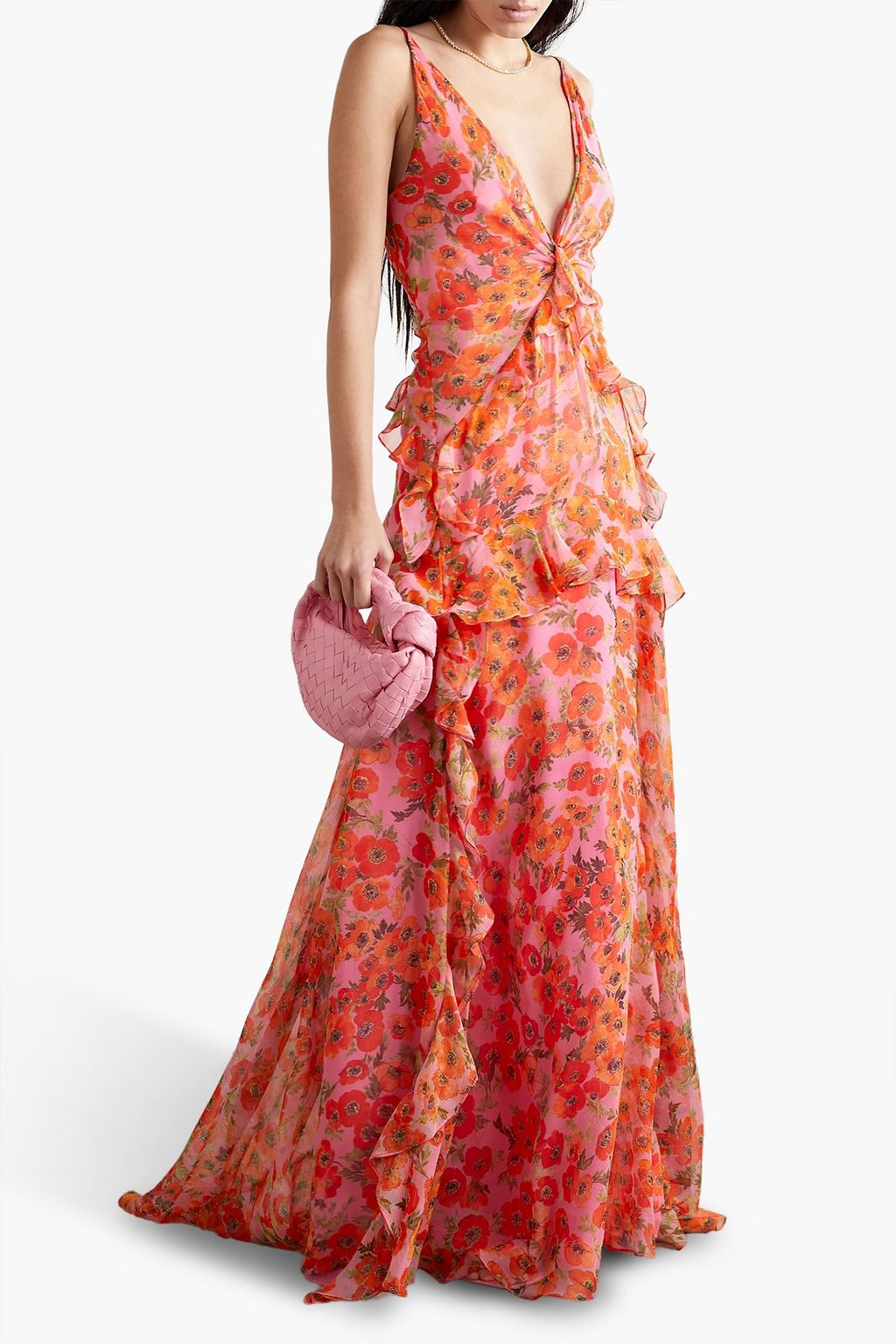 CAROLINA HERRERA Convertible ruffled floral-print silk-chiffon gown