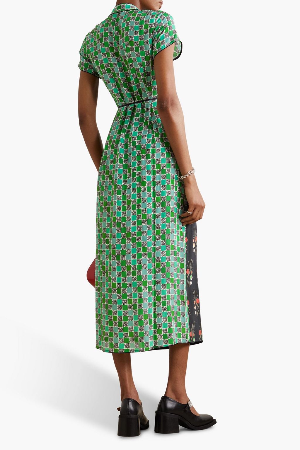 RIXO Carole printed patchwork-effect silk-crepe midi wrap dress