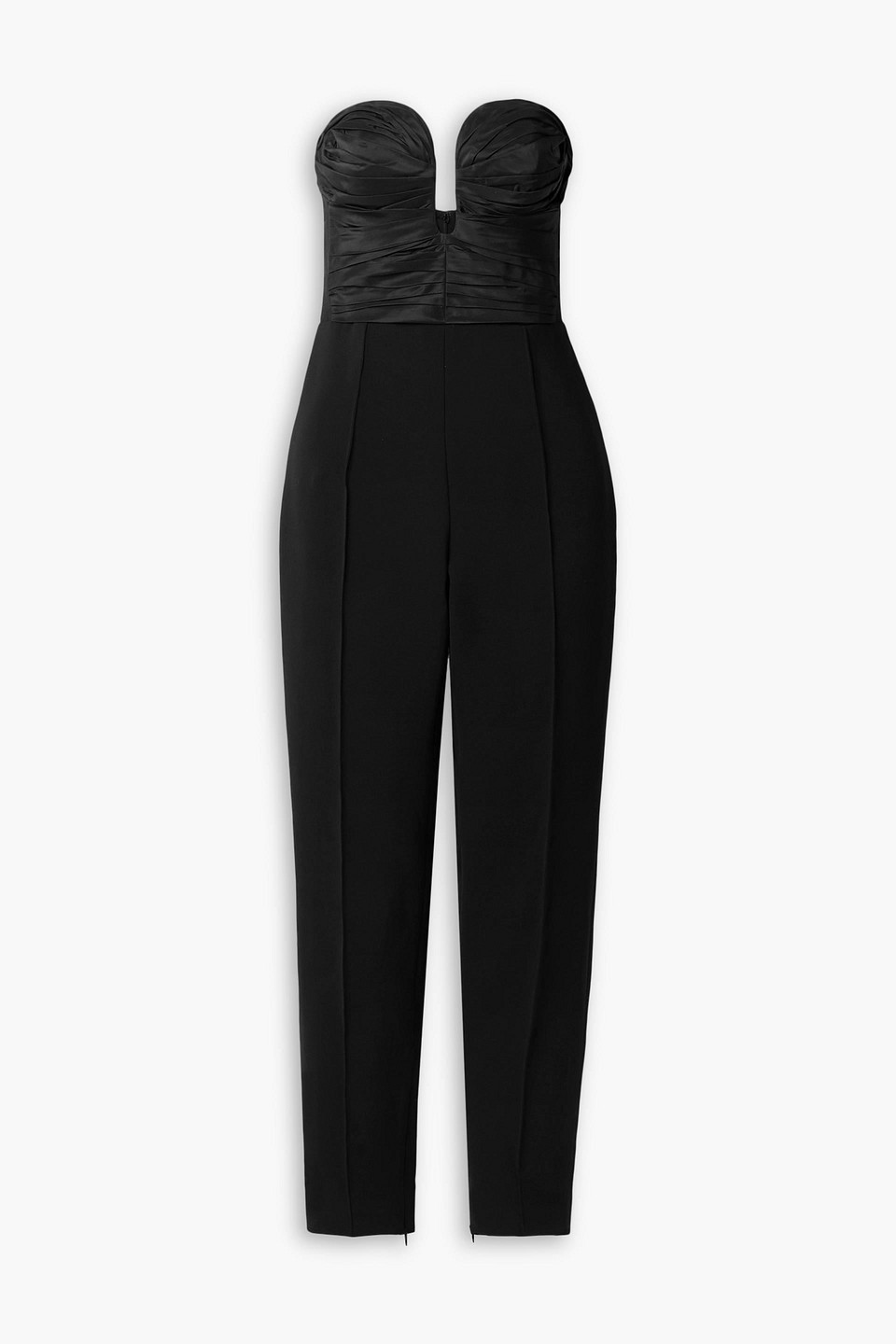 Shop Carolina Herrera Strapless Crepe, Taffeta And Tulle Jumpsuit In Black