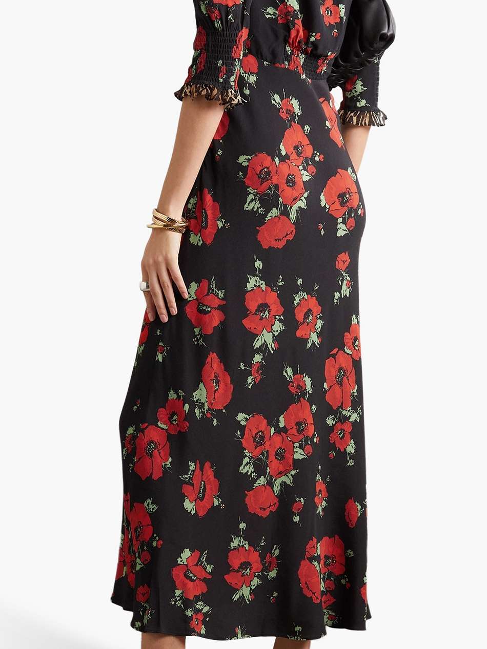 juliette ruffled printed crepe midi dress