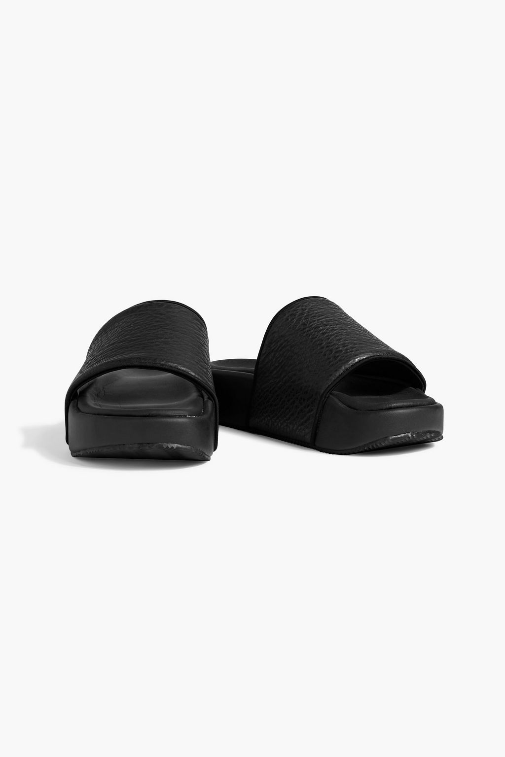 Y-3 Pebbled-leather slides