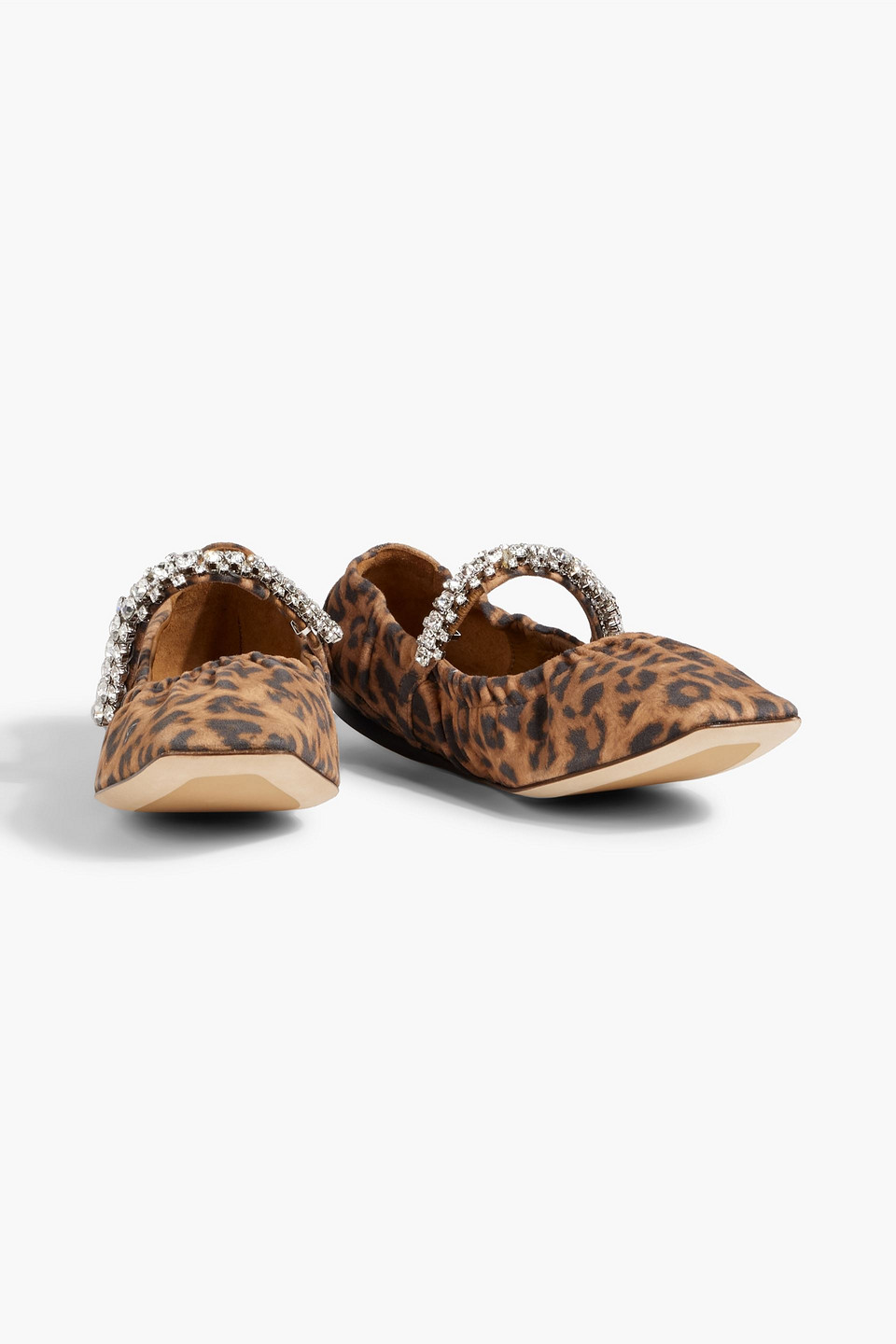 Shop Jimmy Choo Gai Crystal-embellished Leopard-print Suede Ballet Flats In Animal Print