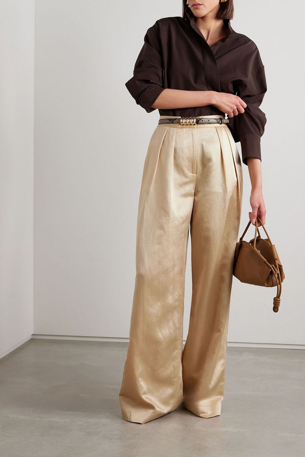 ADAM LIPPES Pleated duchesse-satin wide-leg pants | THE OUTNET