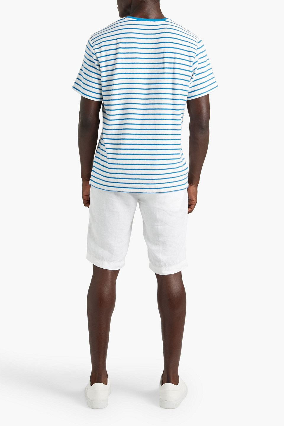 Shop Frescobol Carioca Striped Cotton-jersey T-shirt In Blue