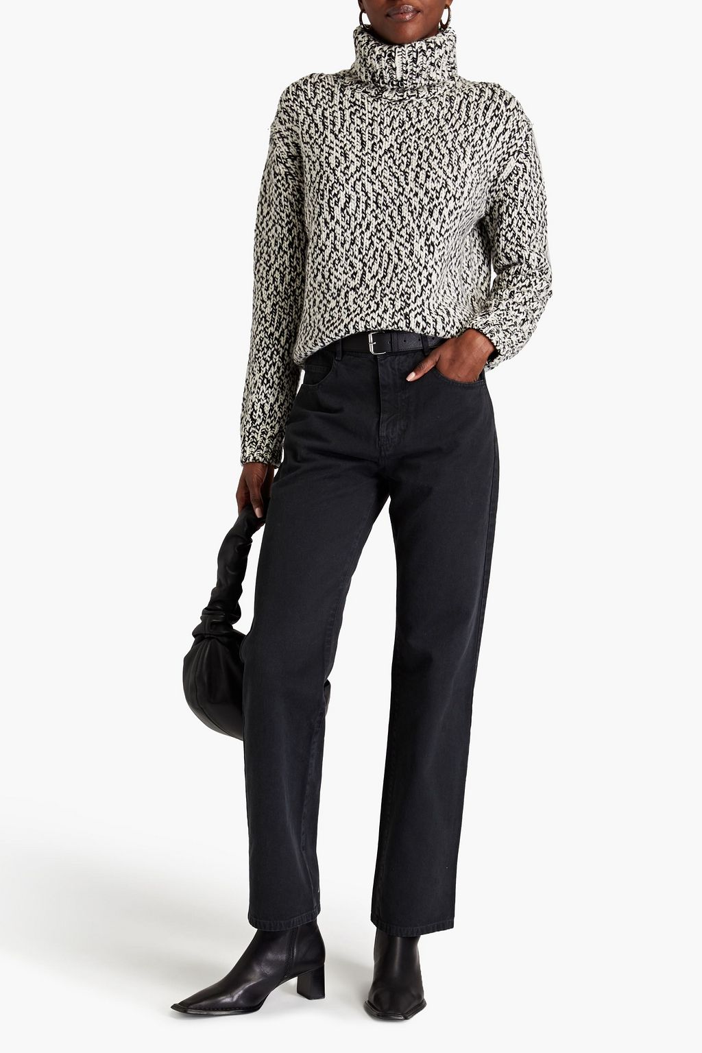 NILI LOTAN Marled cashmere turtleneck sweater