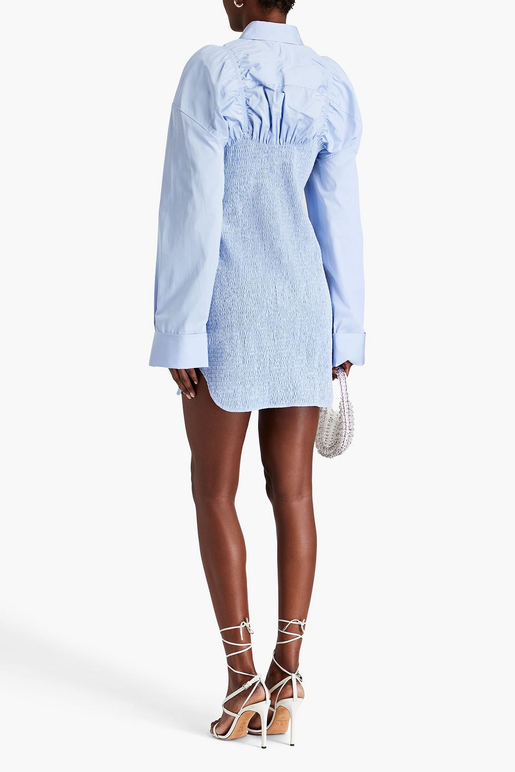ALEXANDER WANG Shirred cotton-poplin mini shirt dress