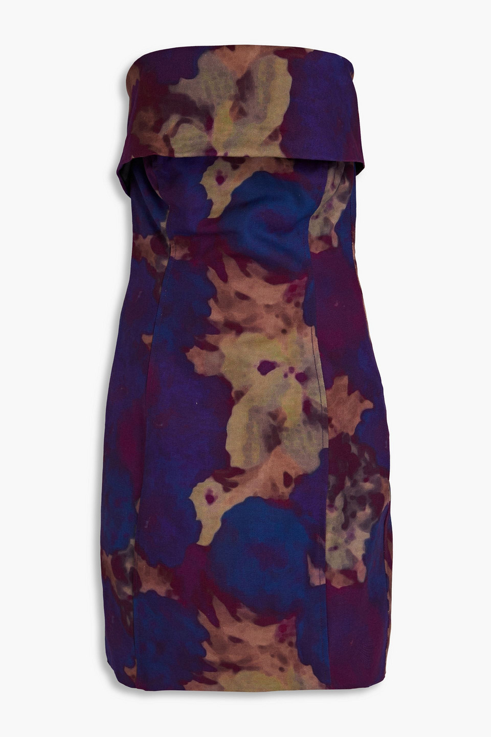 Remain Birger Christensen Strapless Printed Cotton Mini Dress In Purple