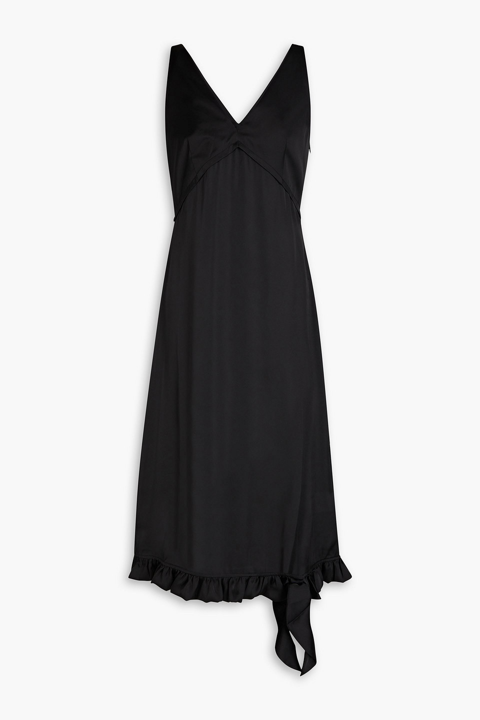 Shop Remain Birger Christensen Ruffled Satin Midi Dress In Black