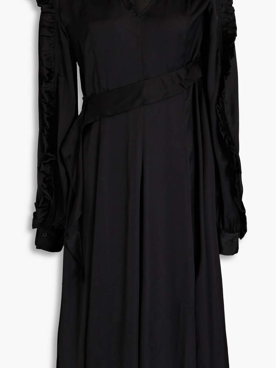 ruffled satin midi dress