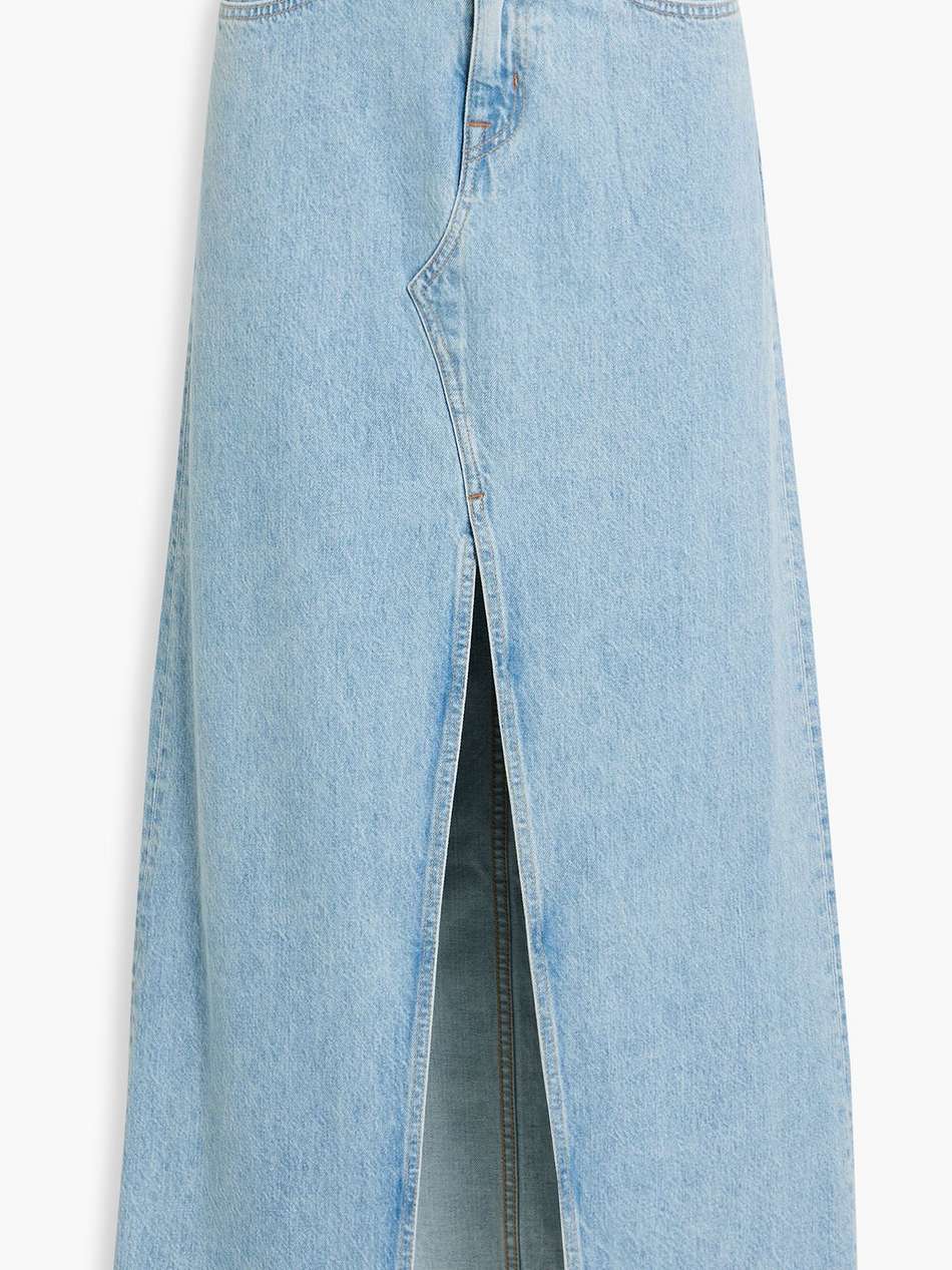 dallas paneled denim maxi skirt