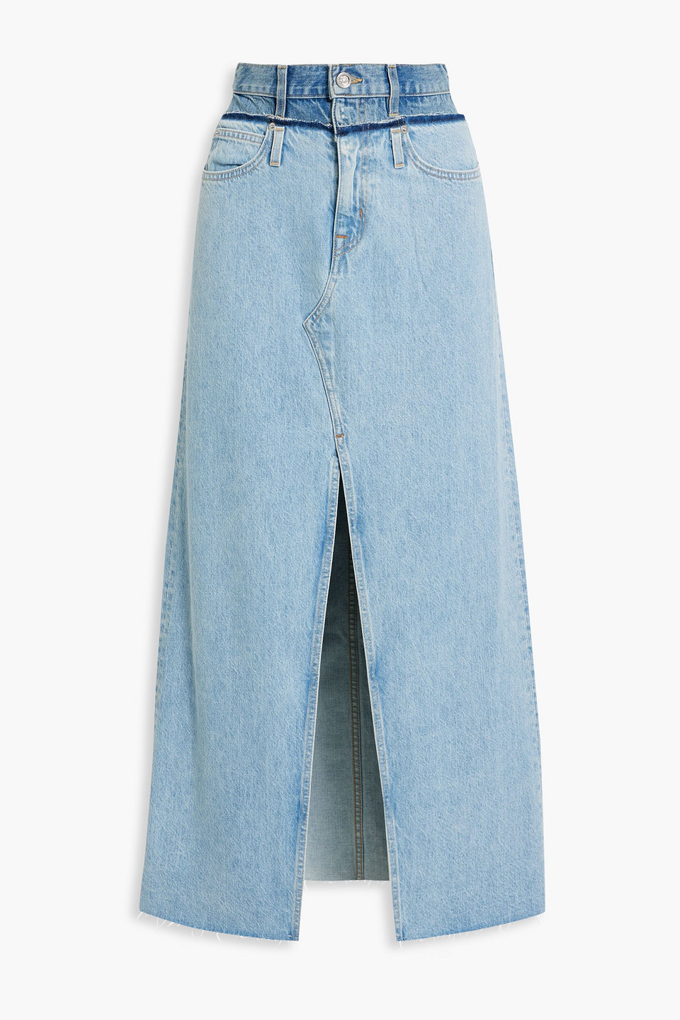 Slvrlake Dallas Paneled Denim Maxi Skirt In Light Denim
