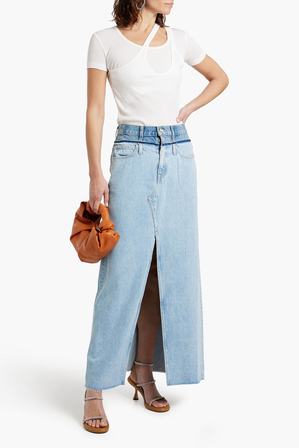 SLVRLAKE Dallas paneled denim maxi skirt