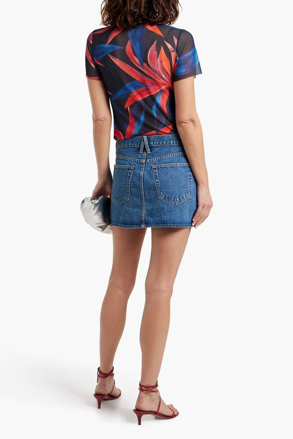 SLVRLAKE Re-work paneled denim mini skirt